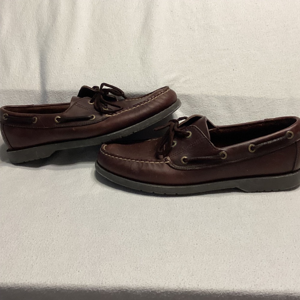 Rockport Mens Brown Leather Boat Shoes Classic Moc Toe Loafers 360 Lacing